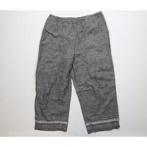 Vintage 90s Y2K Streetwear Womens XL Lagenlook Linen Cropped Harem Capris Pants